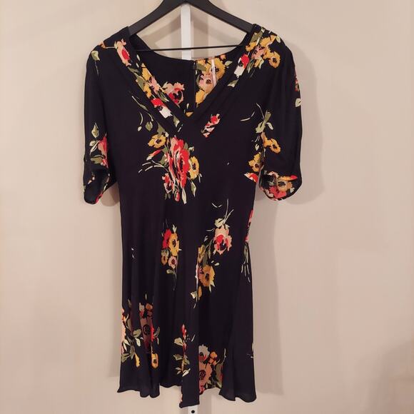 Free People Dresses & Skirts - Free People Neon Garden Mini Dress 10 Dark Floral Fairy Dark Romantic Date Night